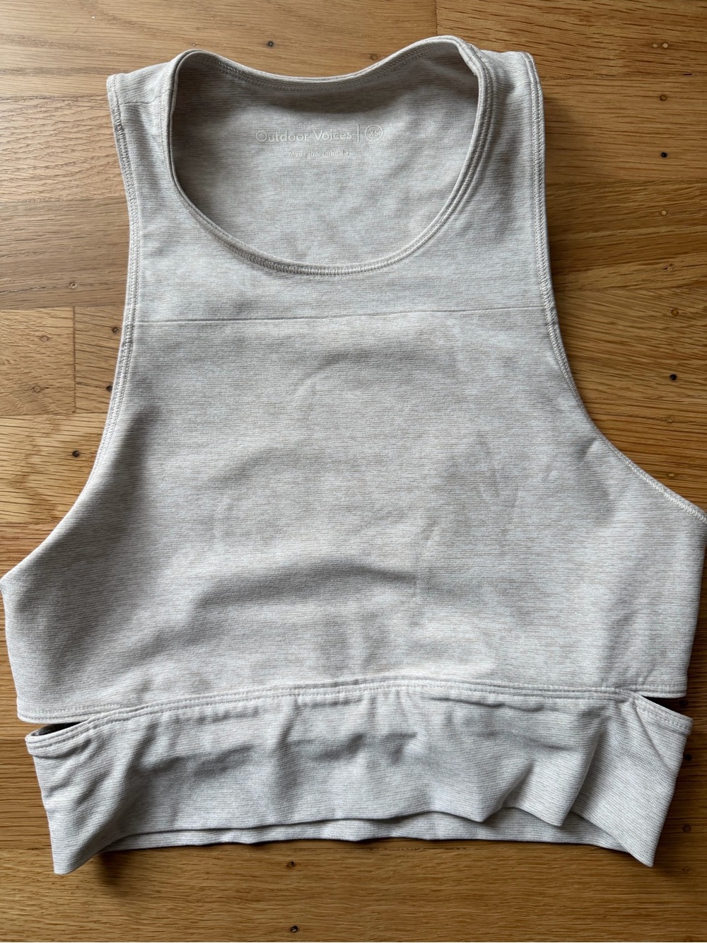 Outdoor Voices Cream Cropped Tank Top